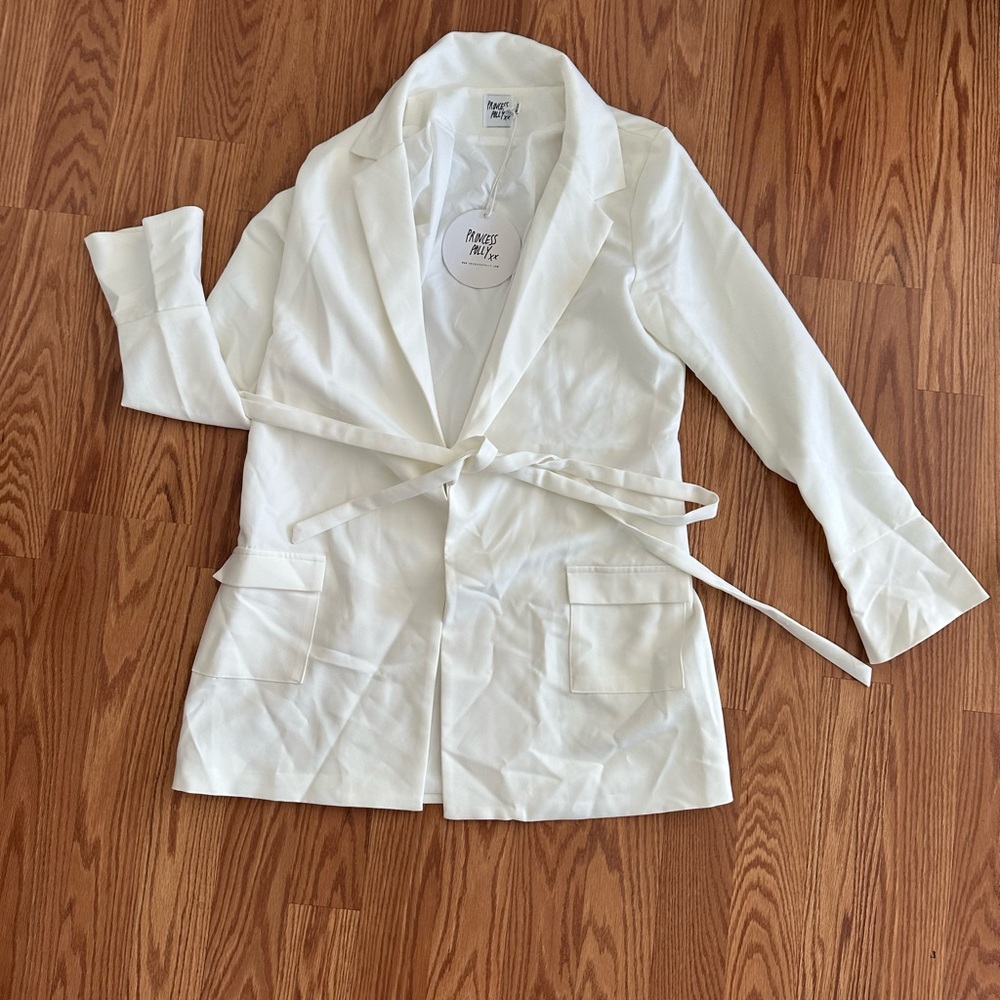 Princess Polly Cream Blazer with Belt